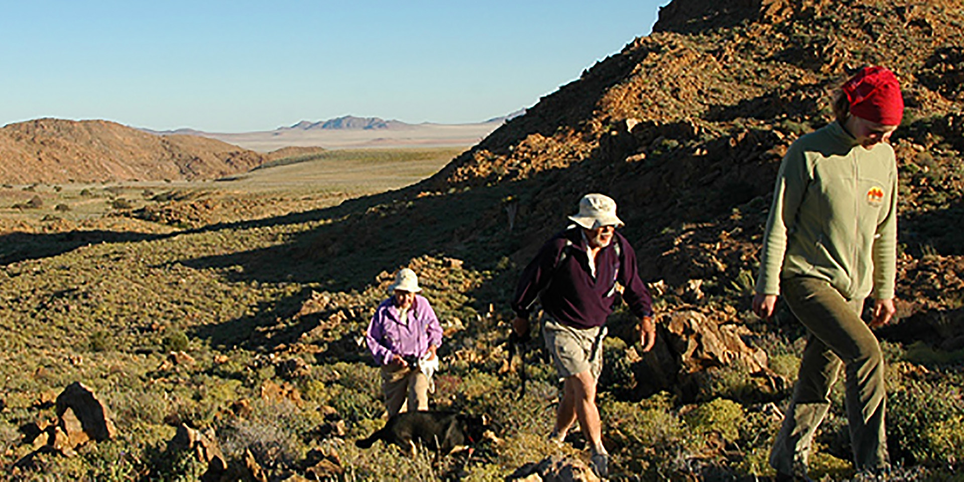 People hiking in Namibia